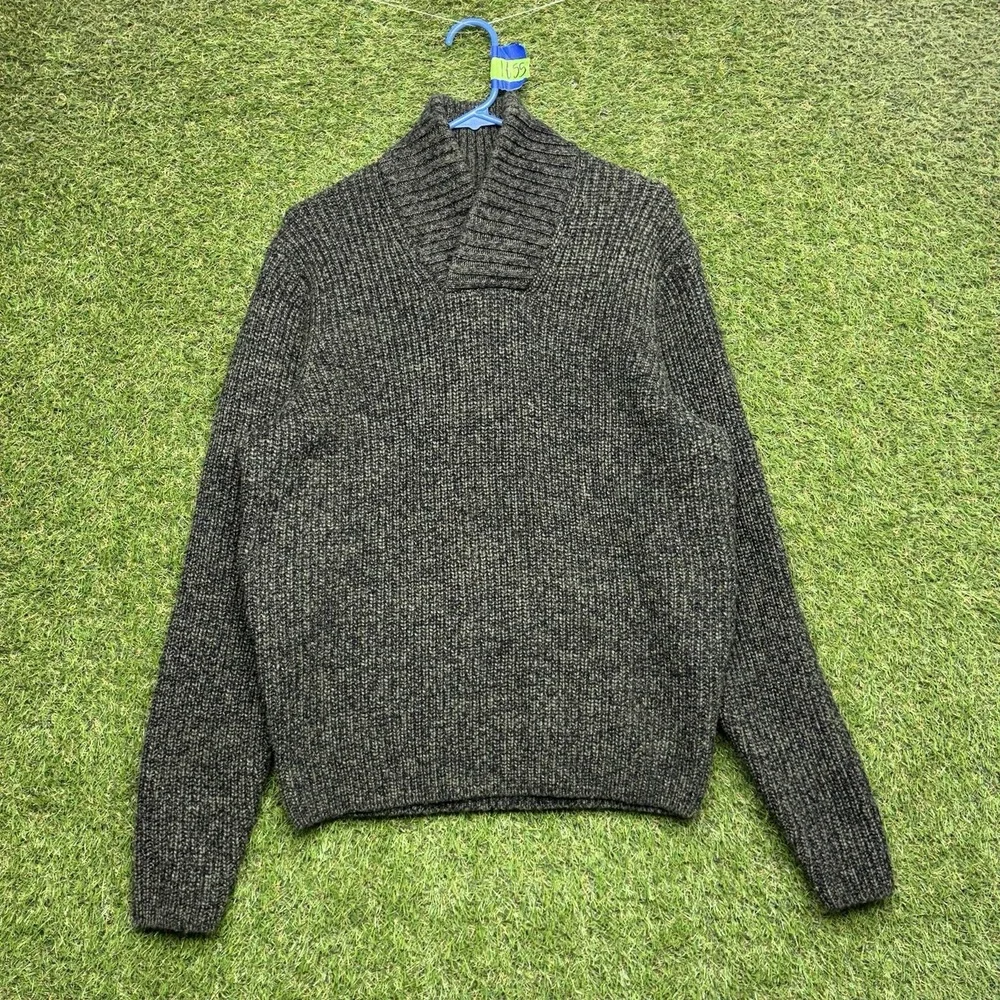 BANANA REPUBLIC Wool Blend Knit Sweater Mens Medium Green Shawl Neck Dress NWT